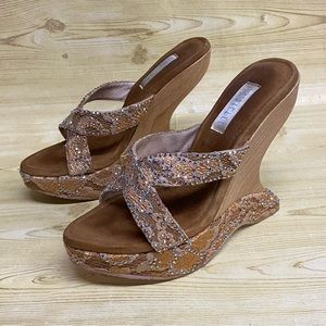 Nurielle Embellished Platform Open Toe Heeled Sandals Womens Shoes Size 8
